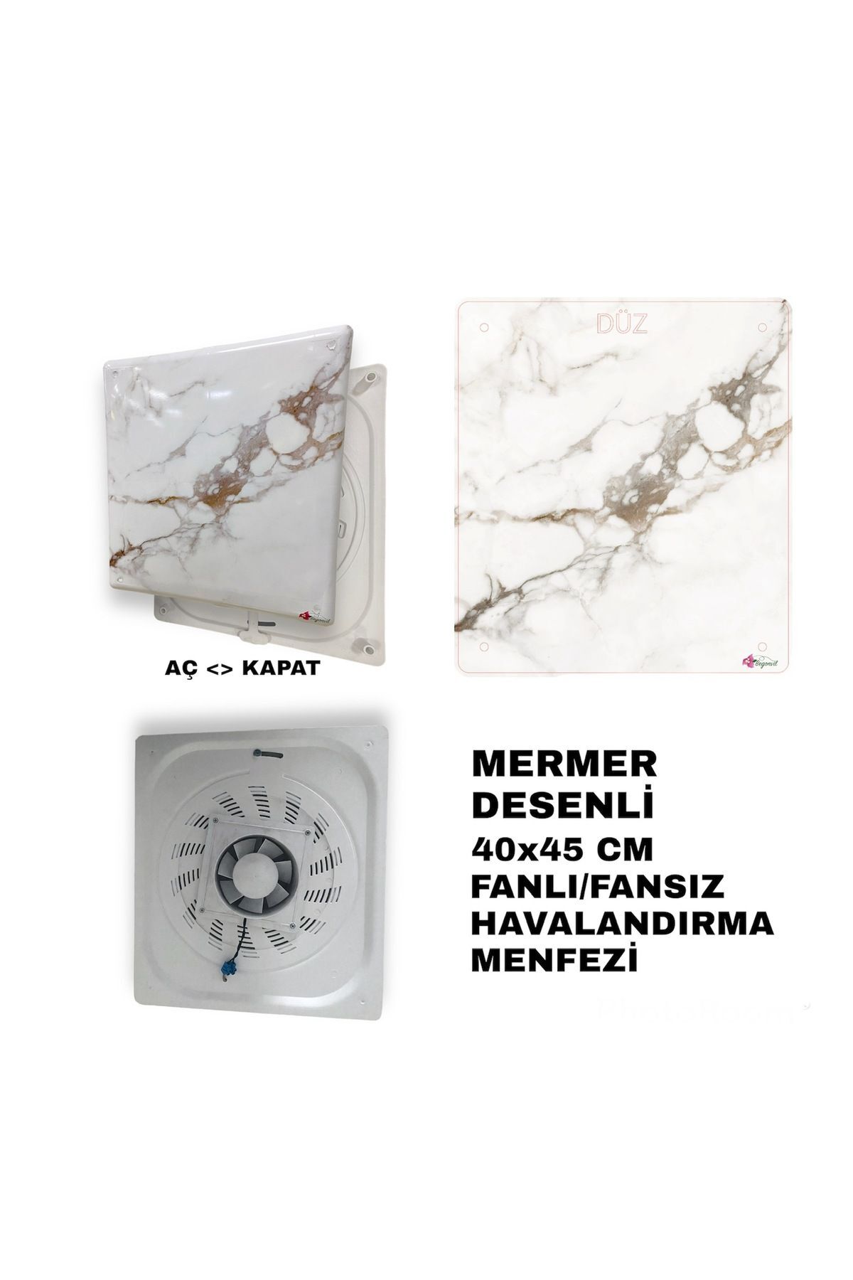 Plastik Fanlı/Aspiratörlü Beyaz/Kahverengi Mermer Desenli Havalandırma Menfezi Banyo/Wc