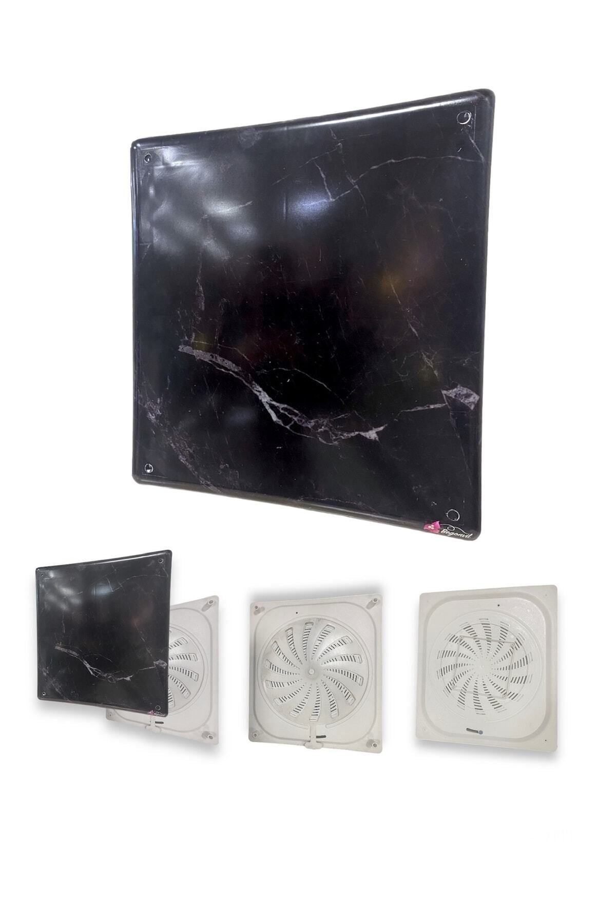 40x45 cm Siyah Mermer Desenli Plastik Banyo Wc Havalandırma Menfezi