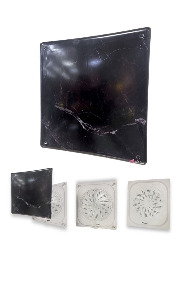 40x45 cm Siyah Mermer Desenli Plastik Banyo Wc Havalandırma Menfezi