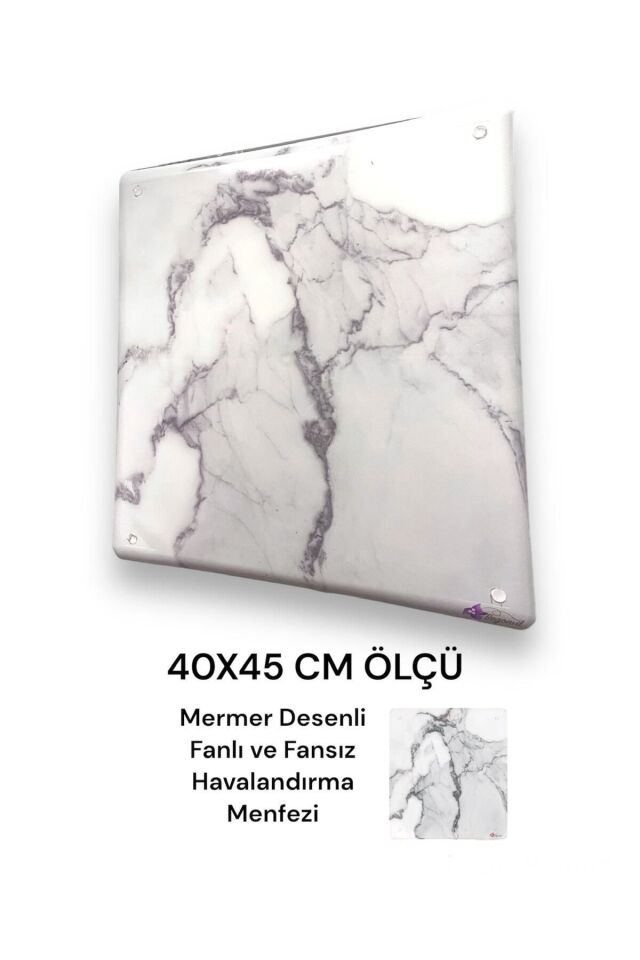 40x45 cm Beyaz Mermer Desenli Plastik Banyo wc Havalandırma Menfezi