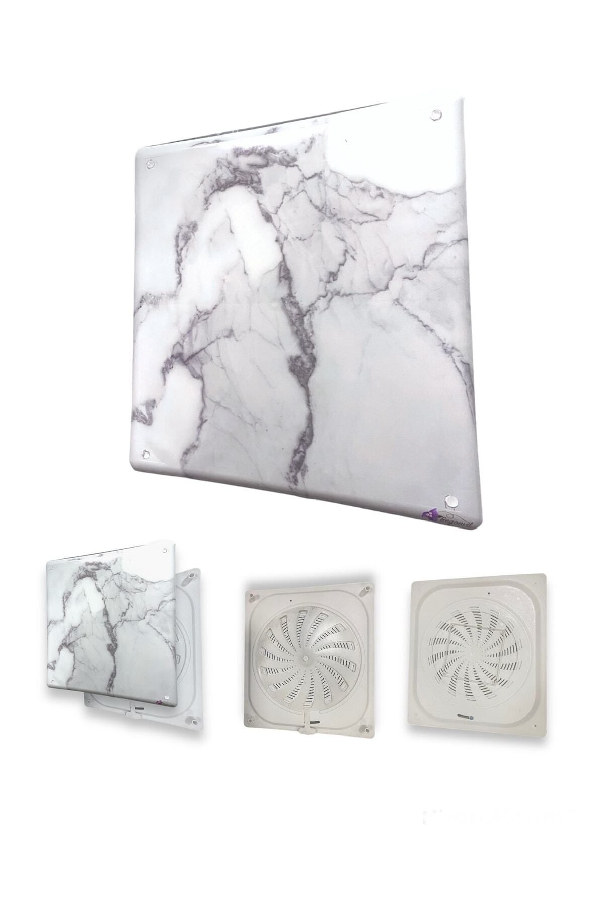40x45 cm Beyaz Mermer Desenli Plastik Banyo wc Havalandırma Menfezi