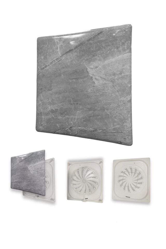 40x45 cm Gri Mermer Desenli Plastik Banyo Wc Havalandırma Menfezi