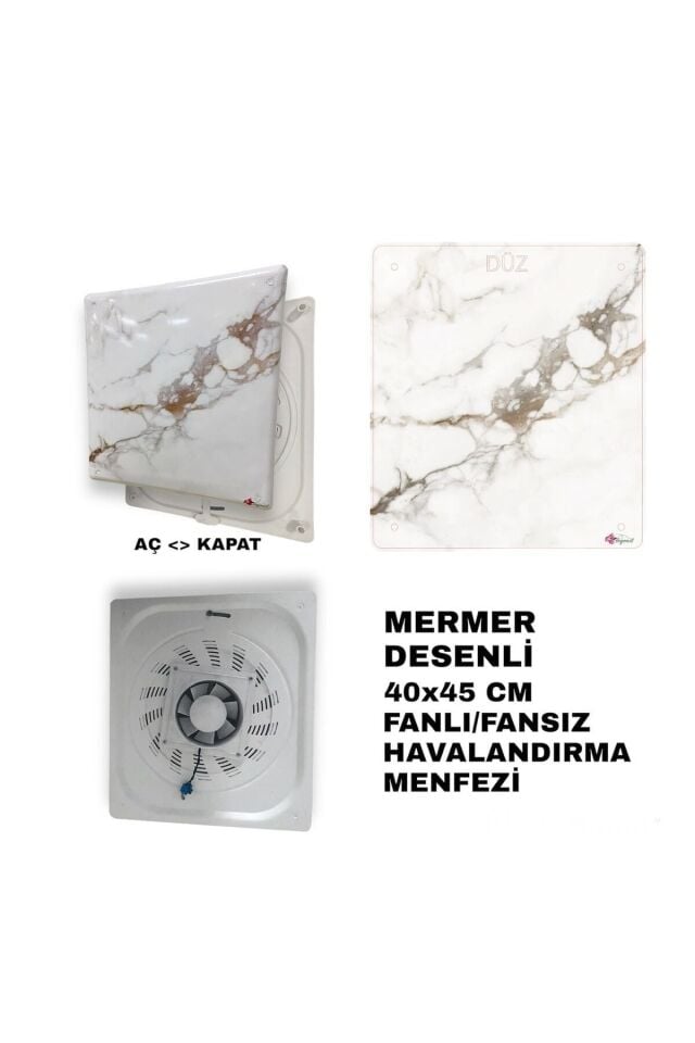 40x45 Cm Kahverengi Mermer Desenli Plastik Banyo Wc Havalandırma Menfezi