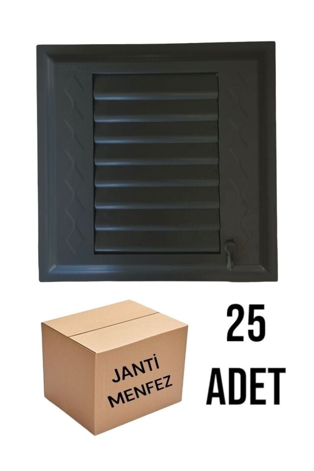 25 Adet - Janti Menfez Siyah 45x45 Banyo & Wc Havalandırma Menfezi
